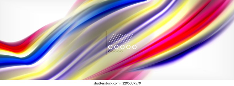Resumen de líneas de onda fluido líquido estilo arco iris rayas de color fondo. Ilustración artística vectorial para presentación, fondo de pantalla de aplicación, cartel o afiche