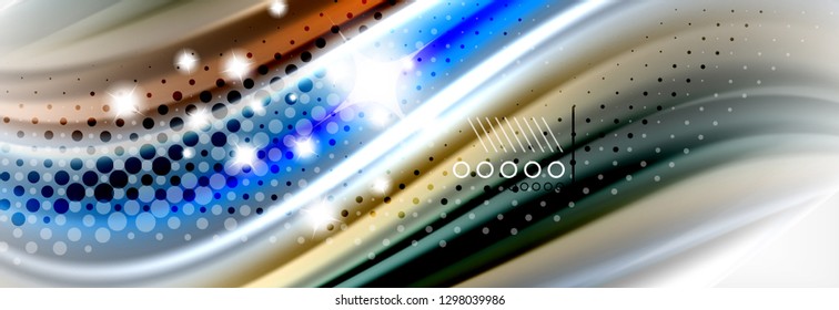 Abstract wave lines liquid fluid rainbow style color stripes background. Vector artistic illustration for presentation, app wallpaper, banner or poster