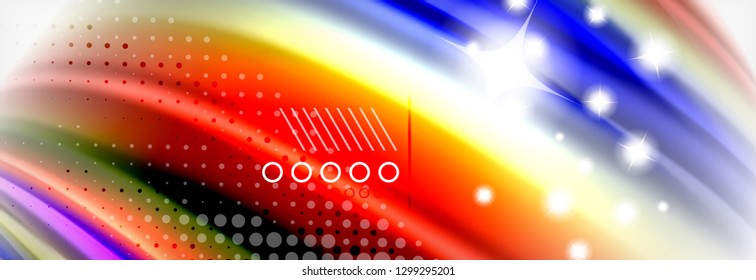 Abstract wave lines liquid fluid rainbow style color stripes background. Vector artistic illustration for presentation, app wallpaper, banner or poster