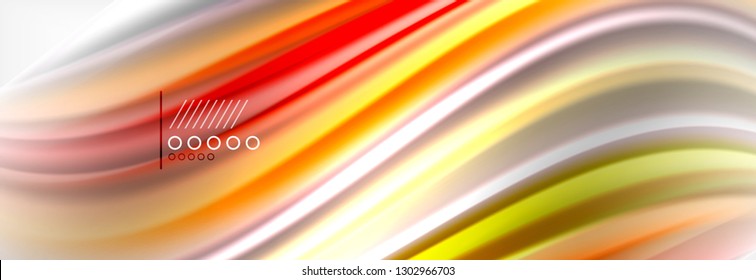 Resumen de líneas de onda fluido líquido estilo arco iris rayas de color fondo. Ilustración artística vectorial para presentación, fondo de pantalla de aplicación, cartel o afiche