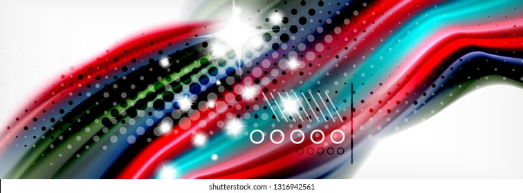 Abstract wave lines liquid fluid rainbow style color stripes background. Vector artistic illustration for presentation, app wallpaper, banner or poster