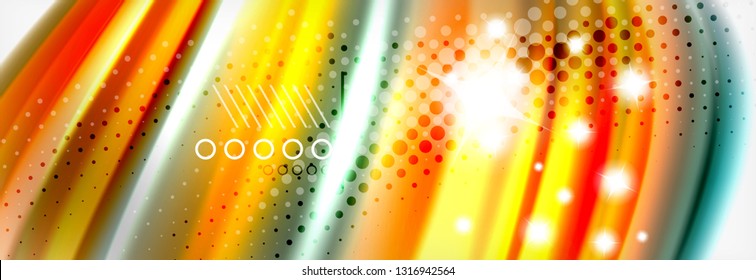 Abstrakte Wellenlinien Flüssiges Regenbogen-Stil Farbstreifen Hintergrund. Vektorgrafik zur Präsentation, App-Bildschirmhintergrund, Banner oder Poster