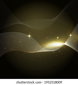 Abstract Wave Lines Motion Background With Glare Effect.