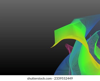 abstrakte Wellenlinien auf schwarzem Hintergrund. Vektorgrafik