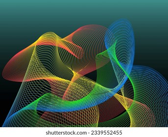 líneas de onda abstractas sobre fondo negro. ilustración vectorial