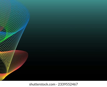 líneas de onda abstractas sobre fondo negro. ilustración vectorial