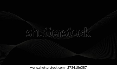Abstract wave lines on black background for sound, motion, and tech design