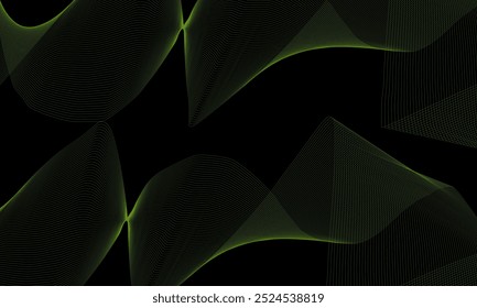 Abstract wave lines on dark background. Dynamic wave pattern. Modern flowing wavy lines. Futuristic technology concept. Suit for banner, poster, cover, brochure, flyer, website