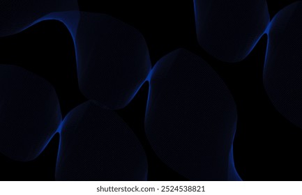 Abstract wave lines on dark background. Dynamic wave pattern. Modern flowing wavy lines. Futuristic technology concept. Suit for banner, poster, cover, brochure, flyer, website
