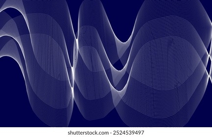 Abstract wave lines on dark background. Dynamic wave pattern. Modern flowing wavy lines. Futuristic technology concept. Suit for banner, poster, cover, brochure, flyer, website