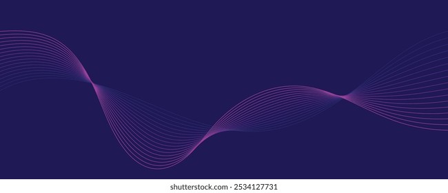 Abstract wave lines on dark blue background.