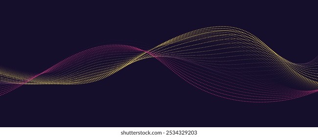 Abstract wave lines on dark blue background.