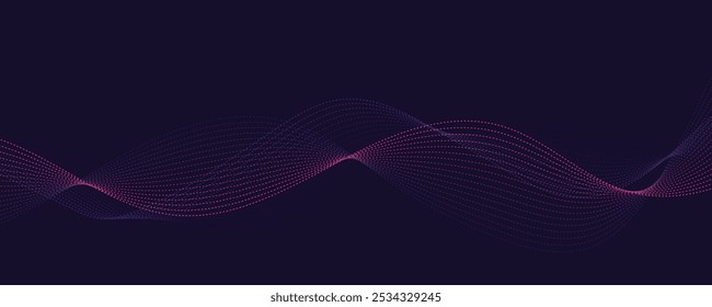 Líneas de onda Abstractas sobre fondo azul oscuro. Fondo de onda futurista.