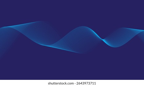 Abstract wave lines on dark blue background.