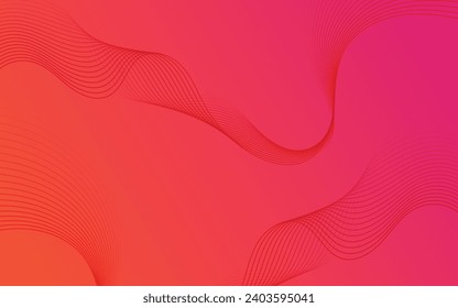 Abstract Wave Lines on Pink Red Gradient Background, Modern color gradient, Digital background, Wave lines pattern, Wave shapes gradient lines.