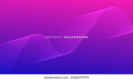 Abstract wave lines on pink blue gradient background. Futuristic technology concept suitable for banners, posters, presentations, web, cards and wallpapers