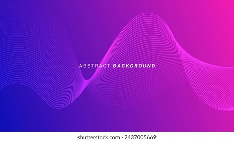 Abstract wave lines on pink blue gradient background. Futuristic technology concept suitable for banners, posters, presentations, web, cards and wallpapers