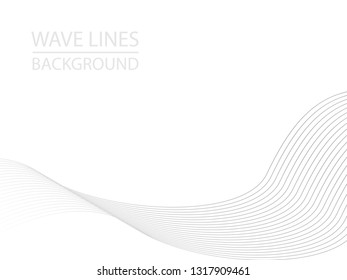 Abstract wave lines on white background. Can be used presentation, poster. Vector illustration.