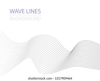 Abstract wave lines on white background. Can be used presentation, poster. Vector illustration.