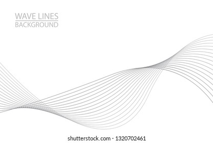 Abstract wave lines on white background. Can be used presentation, poster. Vector illustration.