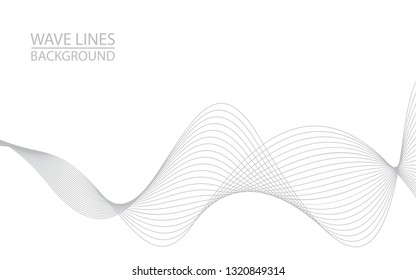 Abstract wave lines on white background. Can be used presentation, poster. Vector illustration.