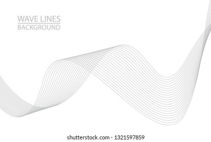 Abstract wave lines on white background. Can be used presentation, poster. Vector illustration.