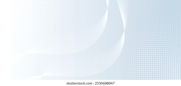 Abstract wave lines on white background whit doted. Smooth dynamic wavy lines. Modern banner template design. Suit for brochure, website, flyer, banner, poster. Vector illustration