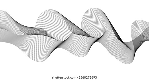 Abstract wave lines on white background. Dynamic wave pattern element for technology, science, modern concept.vector eps 10	