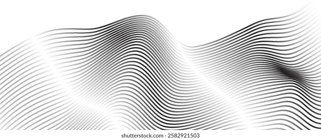 Abstract Wave Lines On White Background Optical Illusion Effect