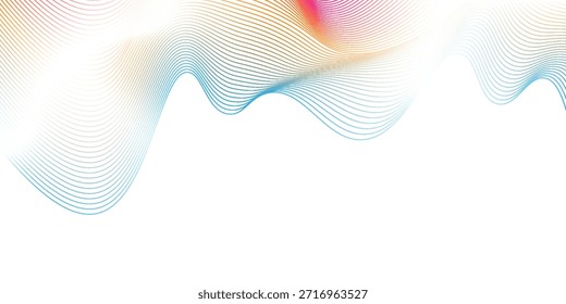 Líneas abstractas de la onda en el azul del fondo blanco, marco, diseño, movimiento, arte que fluye
