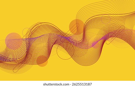 Linhas de onda abstratas no plano de fundo amarelo