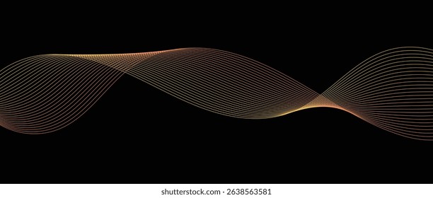 Abstract wave lines in orange yellow gradient on minimalist background. Futuristic and dynamic look, perfect for tech, digital, and modern design projects.