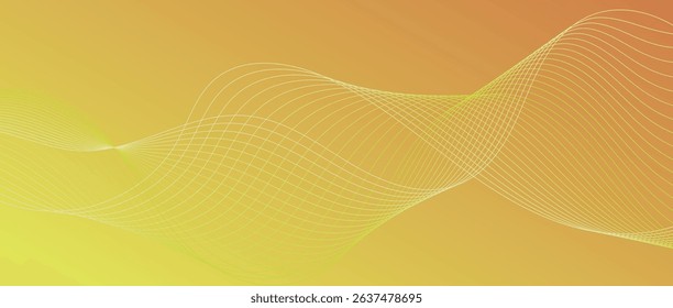 Abstract wave lines in orange-yellow gradient on minimalist background. Futuristic and dynamic look, perfect for tech, digital, and modern design projects.