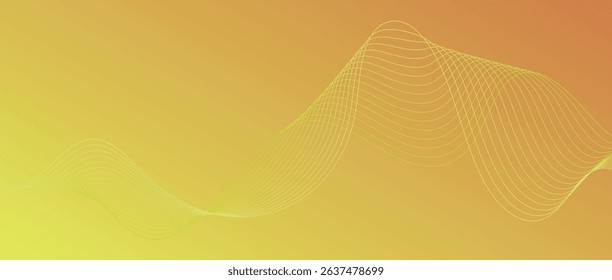 Abstract wave lines in orange-yellow gradient on minimalist background. Futuristic and dynamic look, perfect for tech, digital, and modern design projects.