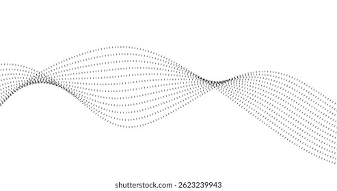 Linhas de onda abstratas de pontos de partículas em fundo de espaço vazio