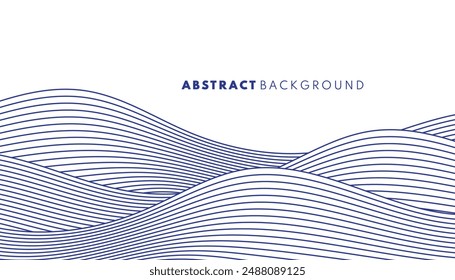 Abstract wave lines pattern Background. Japanese-style blue line concept. Minimal style wallpaper. Graphic vector flat design.