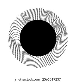 Abstract Wave Lines Pattern with Circle Frame. Vector Illustration