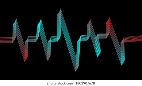 Abstract wave lines pattern dynamic colorful light flowing isolated on black background. Vector illustration design element in concept of music, party, technology, modern.