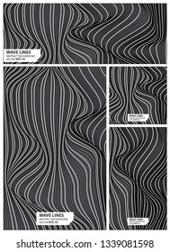 Abstract wave lines pattern set black and white color background. Collection banner design. brochure, card vector illustration.
