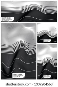 Abstract wave lines pattern set black and white color background. Collection banner design. brochure, card vector illustration.