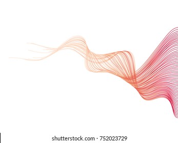 Abstract wave lines red color isolated on white background. For vector design elements in concept technology, creative, music, science