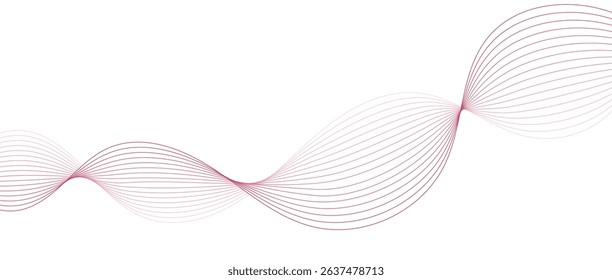 Abstract wave lines in red gradient on white background. Futuristic and dynamic look, perfect for tech, digital, and modern design projects.