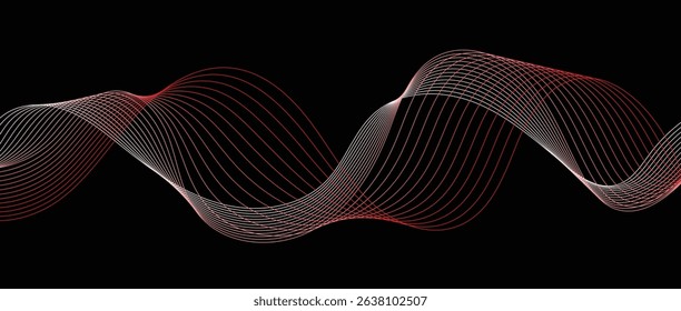 Abstract wave lines in red gradient on minimalist background. Futuristic and dynamic look, perfect for tech, digital, and modern design projects.