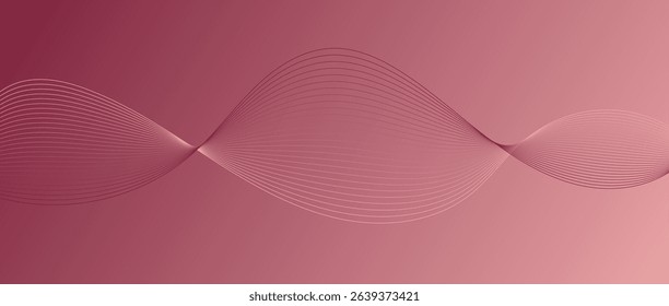 Abstract wave lines in red maroon gradient on minimalist background. Futuristic and dynamic look, perfect for tech, digital, and modern design projects.