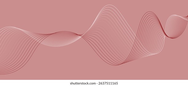 Abstract wave lines in red pink gradient on minimalist background. Futuristic and dynamic look, perfect for tech, digital, and modern design projects.