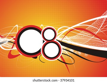 Abstract wave lines with retro circles. Vector illustration