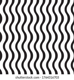 Abstract wave lines. Seamless pattern. Vertical jagged striped motive. Waves texture. Simple classic background for surface prints. Retro style for vintage design. Black and white backdrop. Vector