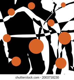 Abstract wave lines with spheres pattern on a white background.Vector Illustration. 