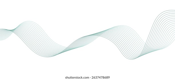 Abstract wave lines in tosca gradient on white background. Futuristic and dynamic look, perfect for tech, digital, and modern design projects.