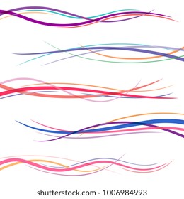 Abstract wave lines. Valentine and wedding cards vector dividers. Colored wave graphic line illustration
